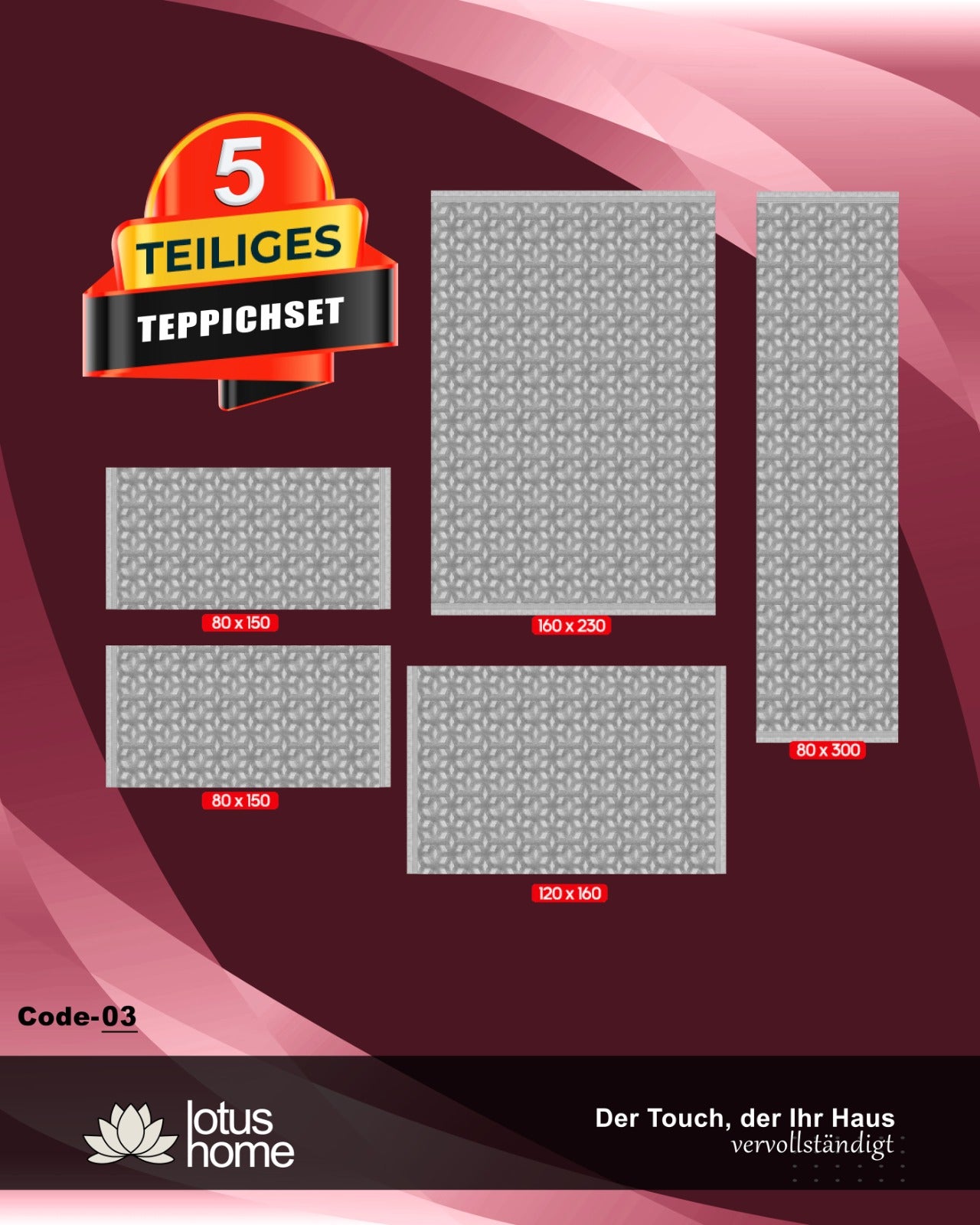 5-teiliges Teppich-Set Quadra Code-03