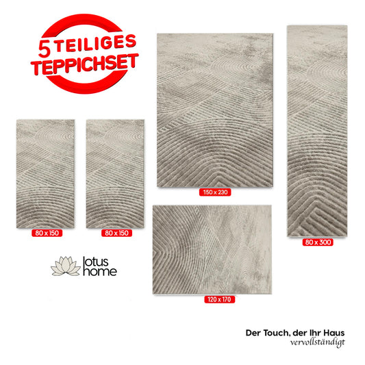 5-teiliges Teppich-Set Joy Dunkelbeige RA 777