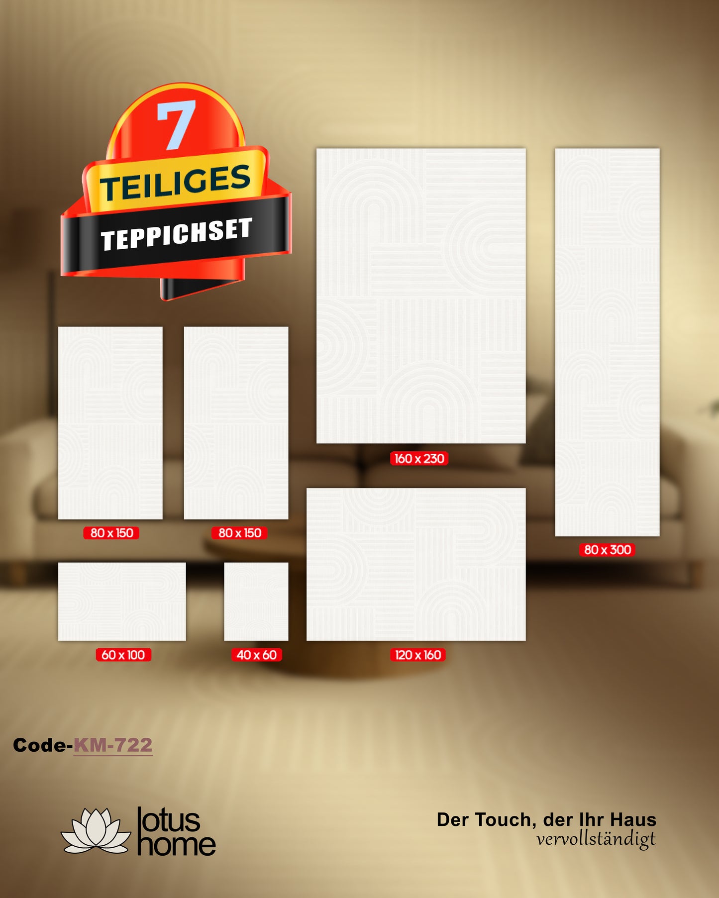 7-teiliges Teppich-Set KM-722