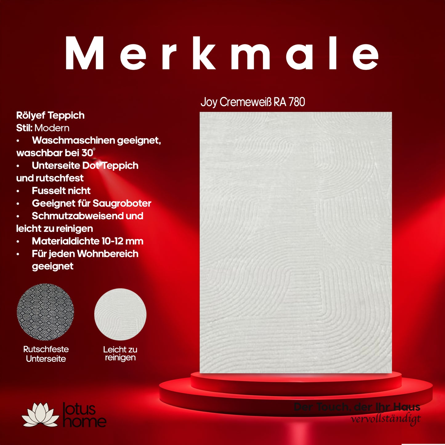 5-teiliges Teppich-Set Joy Cremeweiß RA 780