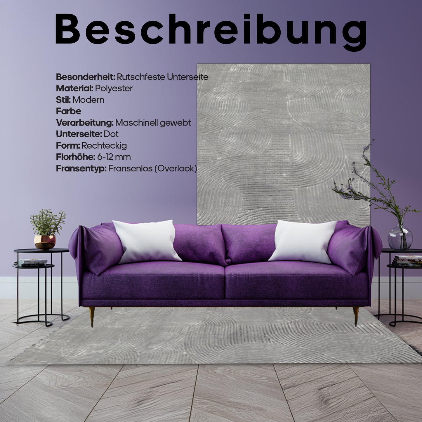 5-teiliges Teppich-Set Joy Hellgrau RA 778