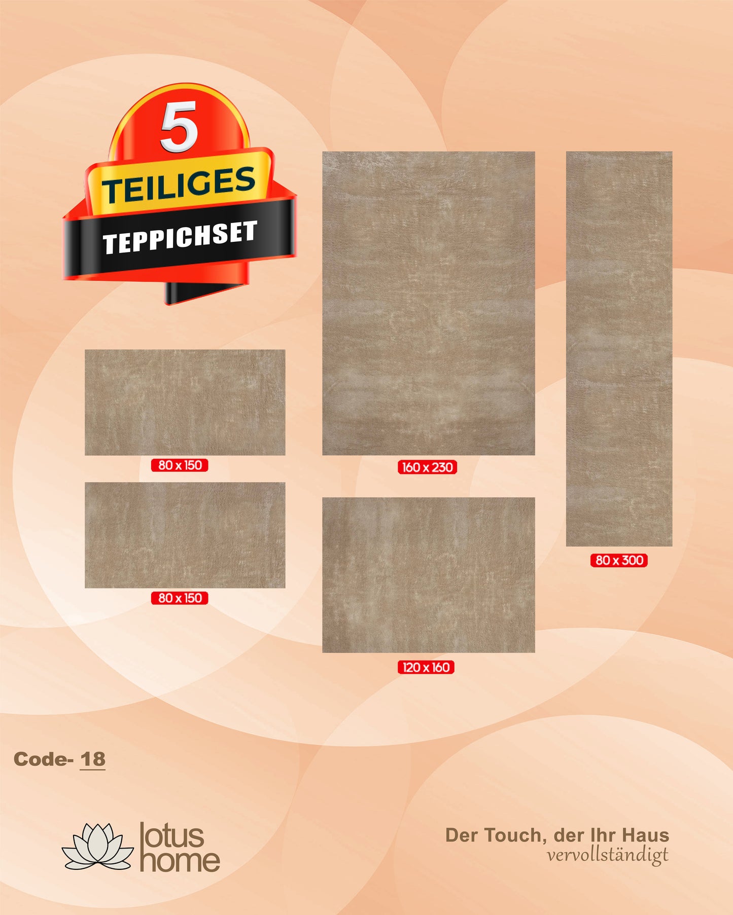 5-teiliges Teppich-Set Kassia Code-18
