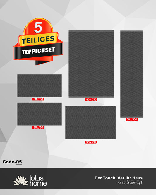 5-teiliges Teppich-Set Ascura Code-05