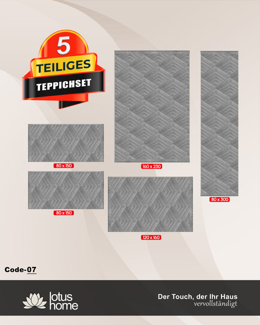 5-teiliges Teppich-Set Ascura Code-07