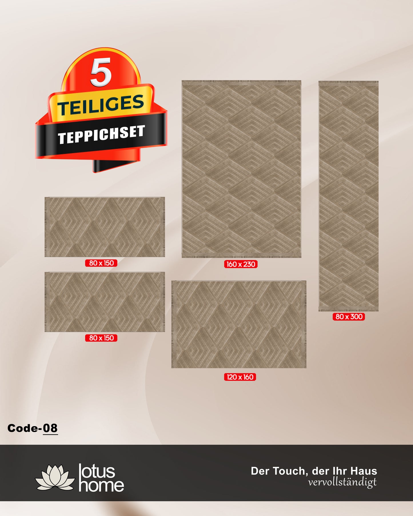 5-teiliges Teppich-Set Ascura Code-08