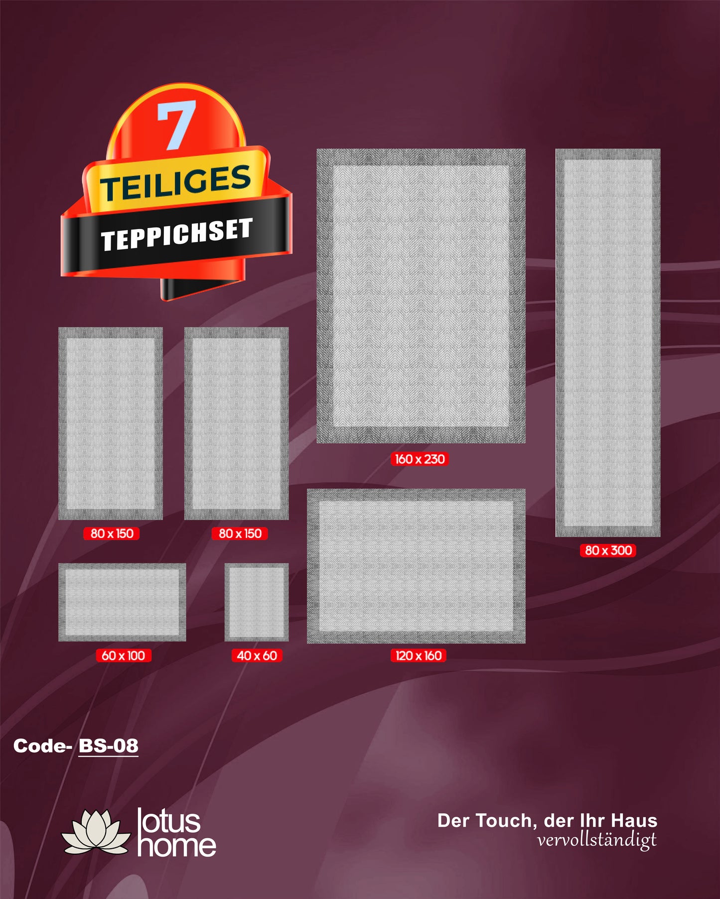 7-teiliges Teppich-Set BS-08
