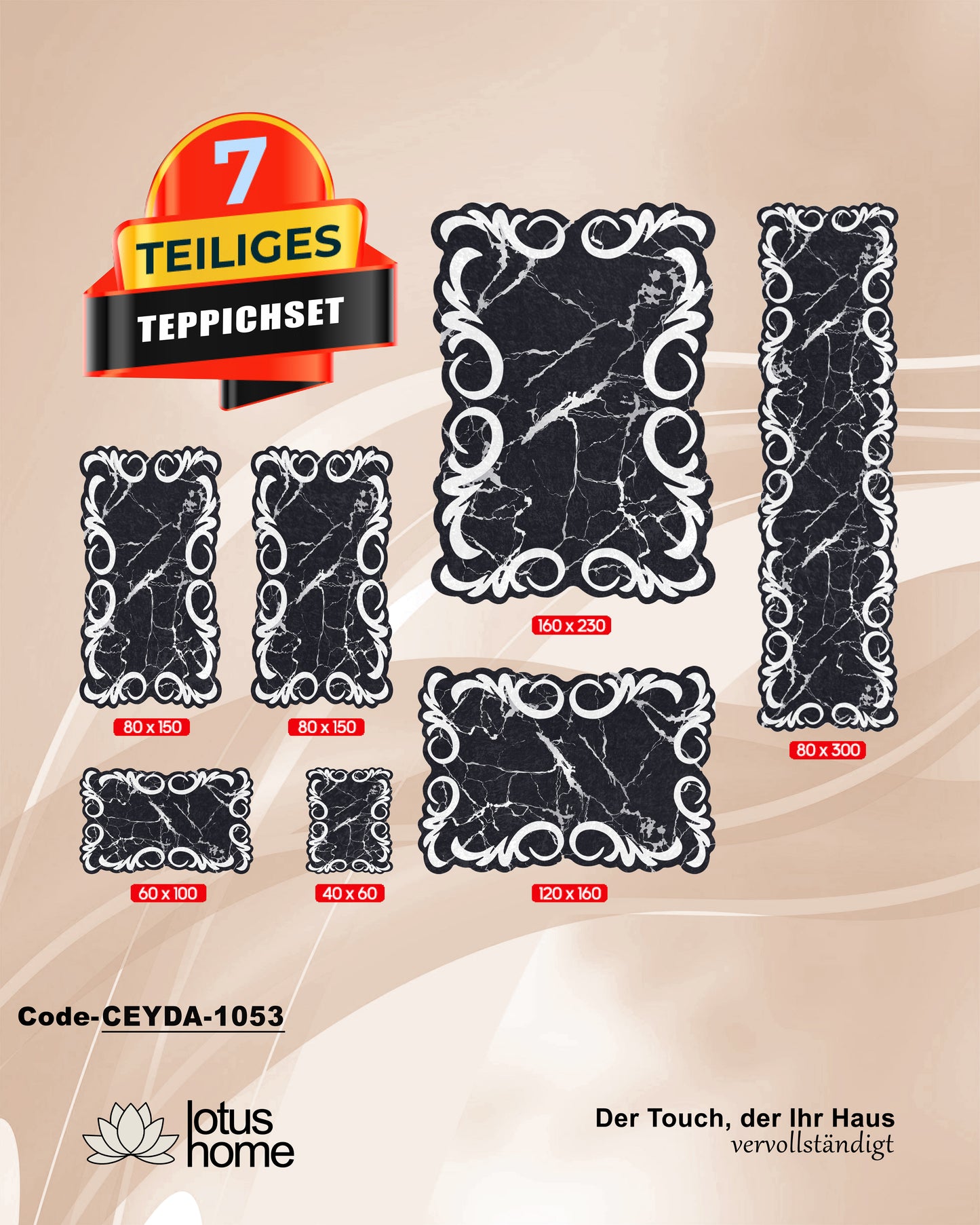 7-teiliges Teppich-Set Ceyda 1053