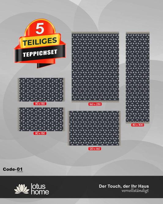 5-teiliges Teppich-Set Quadra Code-01