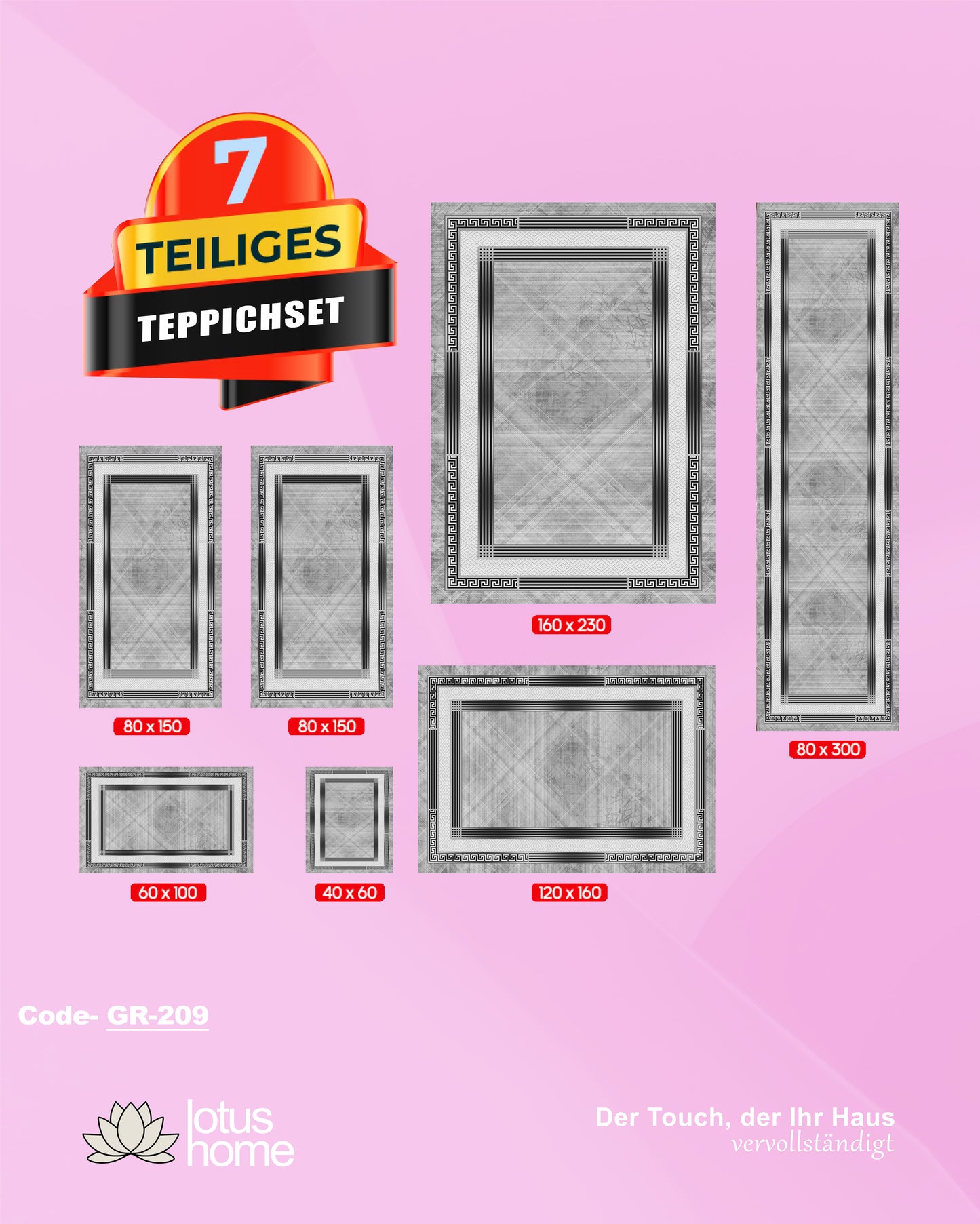 7-teiliges Teppich-Set GR-209