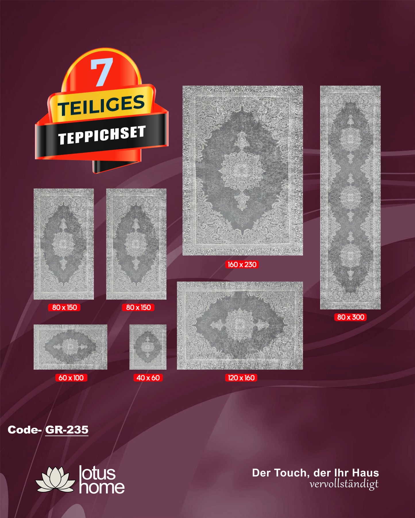 7-teiliges Teppich-Set GR-235