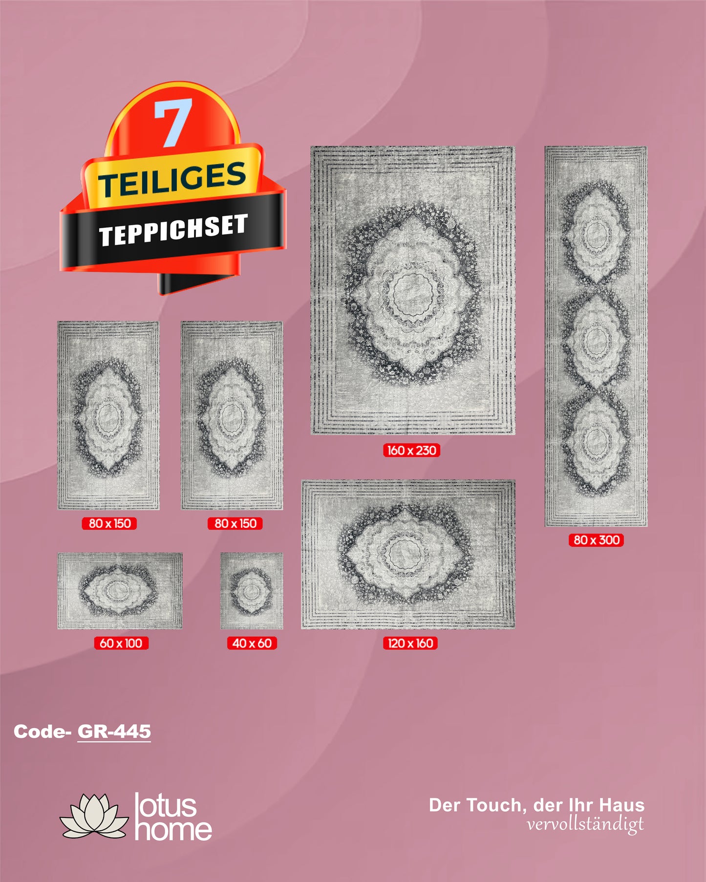 7-teiliges Teppich-Set GR-445