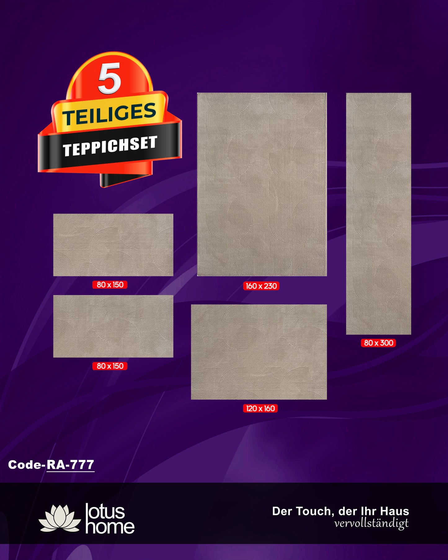 5-teiliges Teppich-Set Joy RA-777
