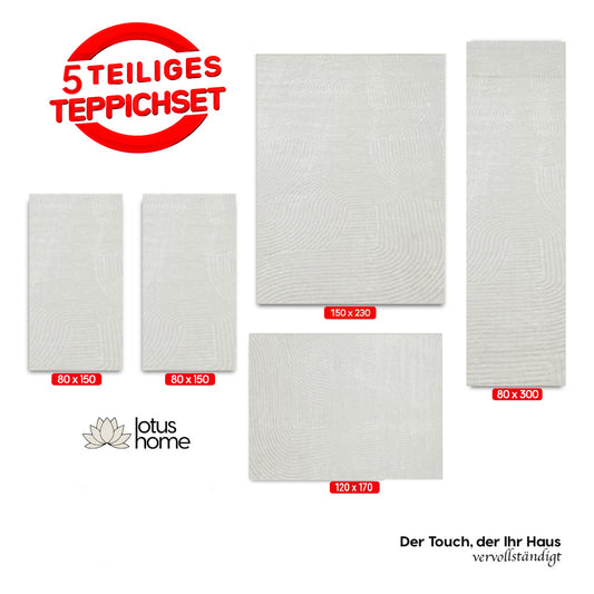 5-teiliges Teppich-Set Joy Cremeweiß RA 780