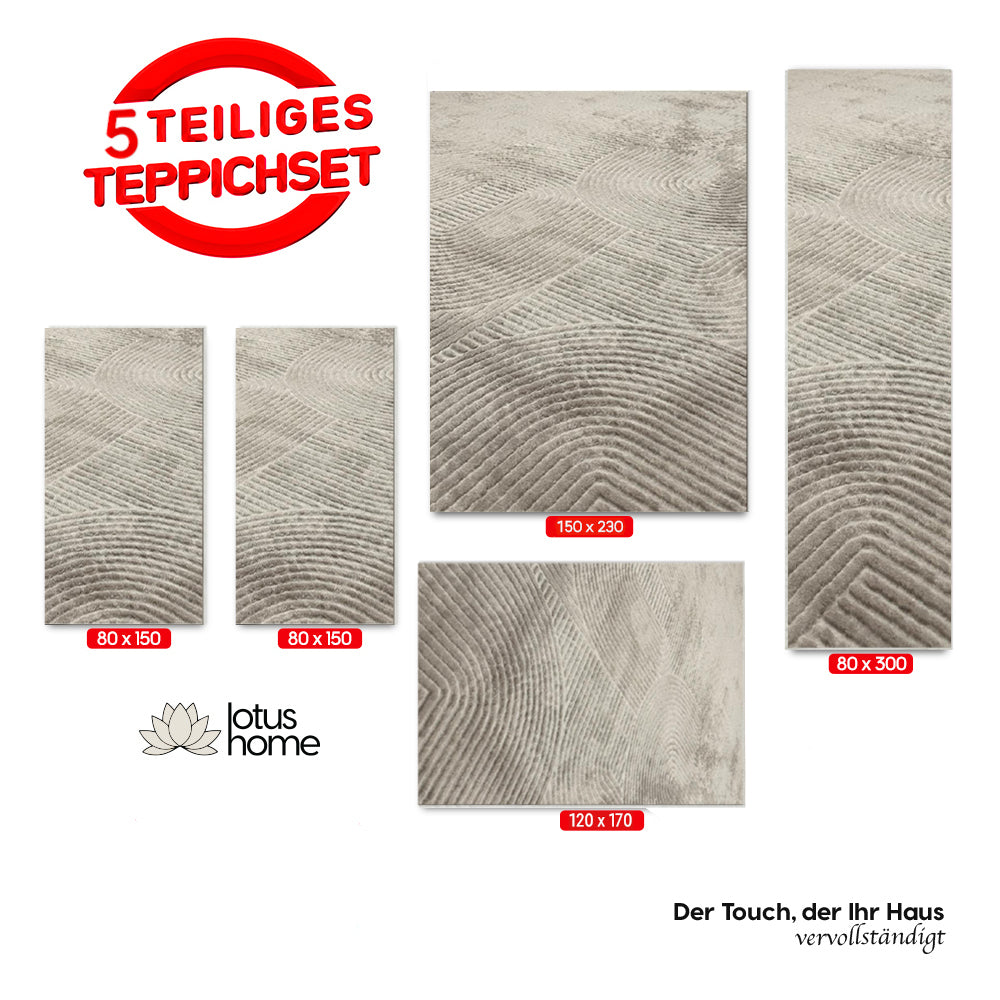 5-teiliges Teppich-Set Joy Dunkelbeige RA 777