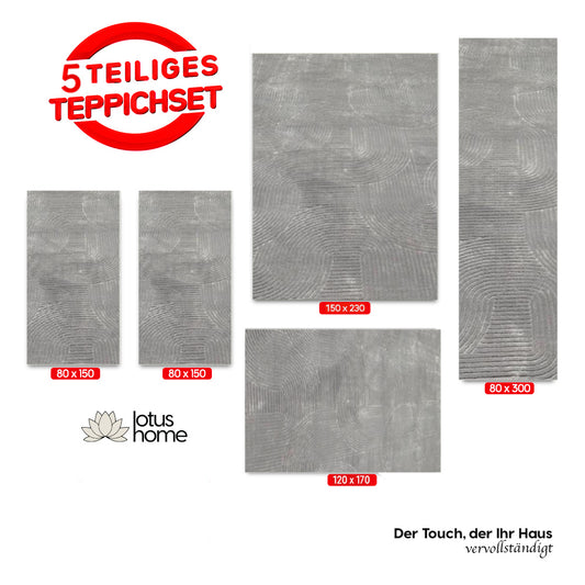 5-teiliges Teppich-Set Joy Hellgrau RA 778