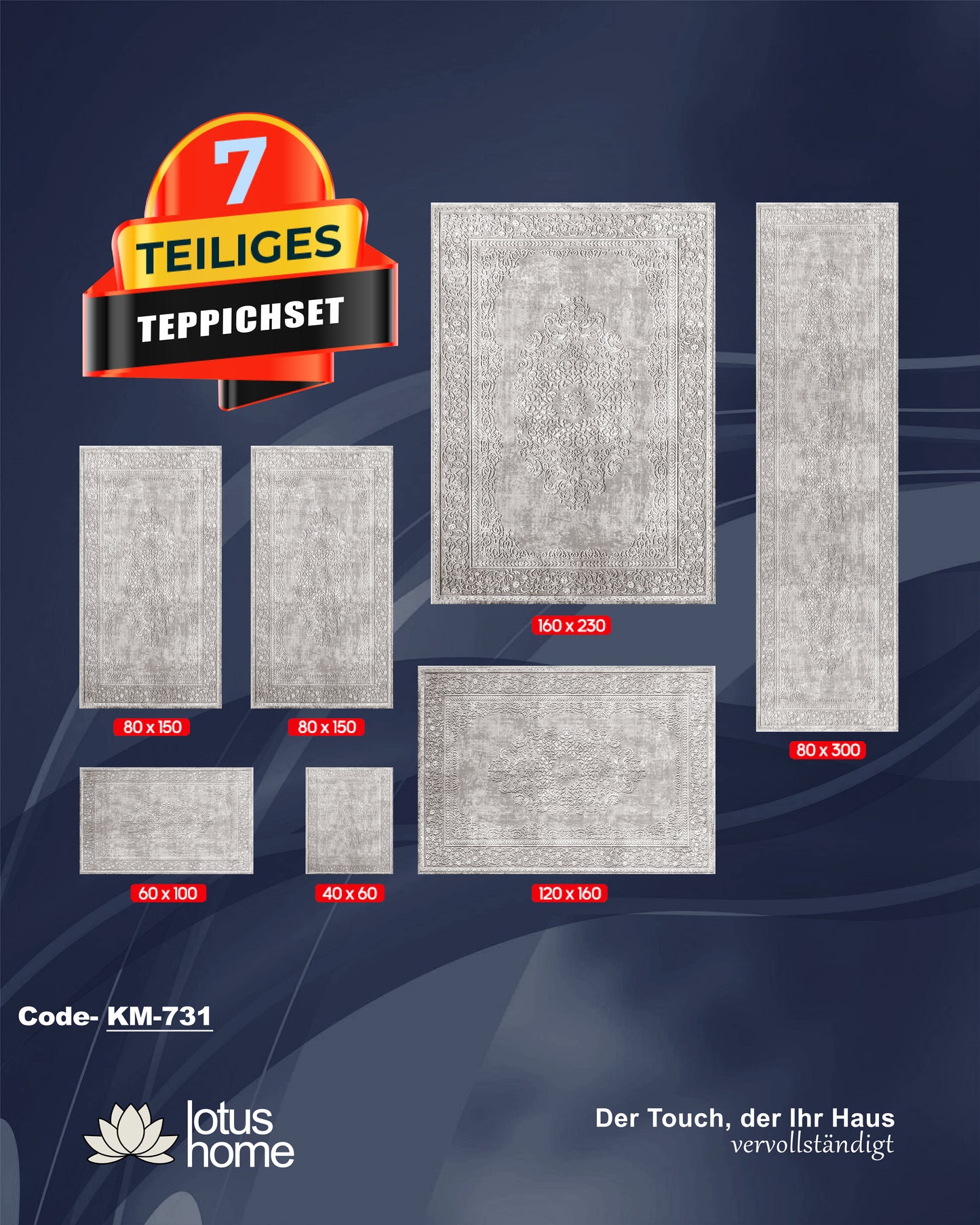 7-teiliges Teppich-Set KM-731