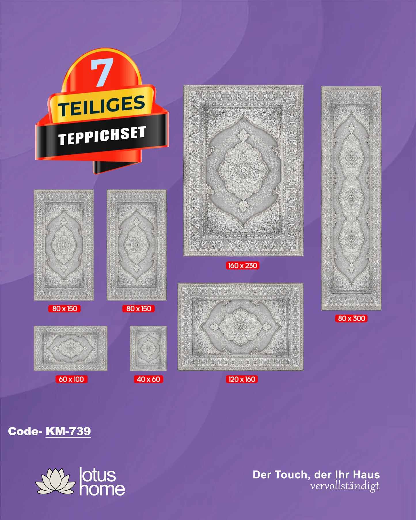 7-teiliges Teppich-Set KM-739