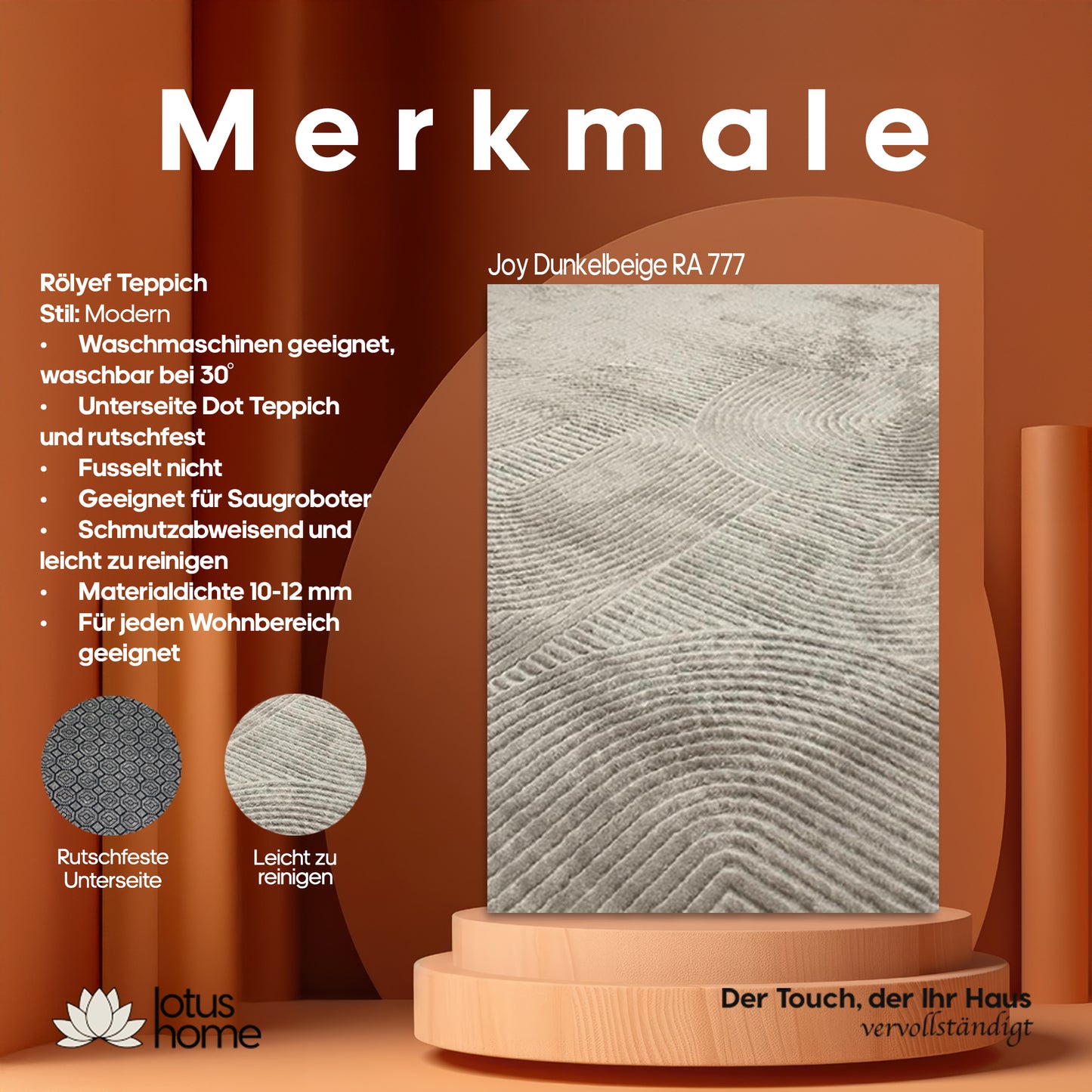 5-teiliges Teppich-Set Joy Dunkelbeige RA 777